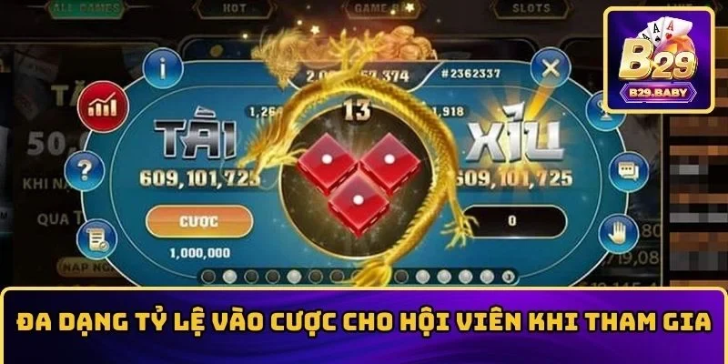 Đa dạng tỷ lệ vào cược cho hội viên khi tham gia